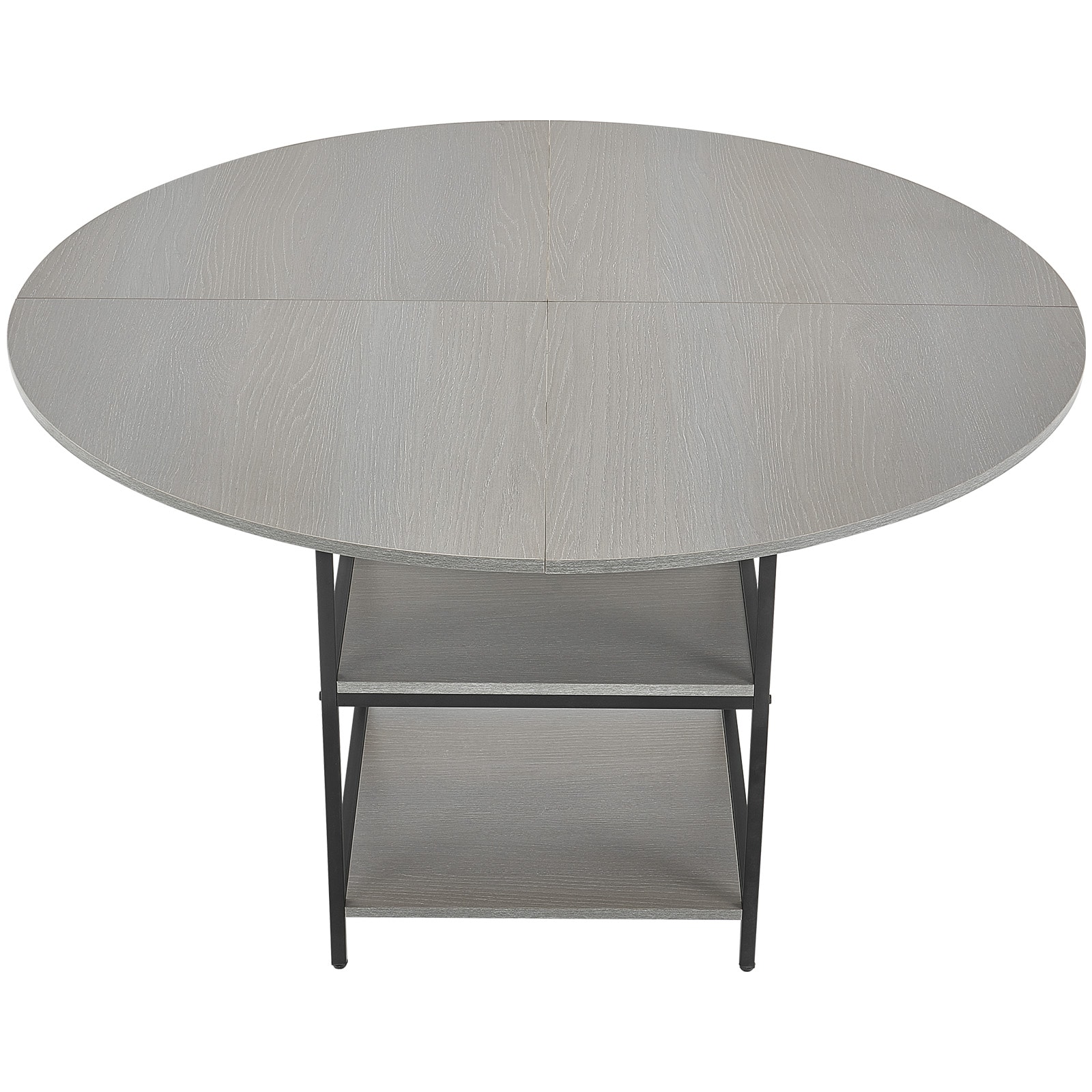 47 In Round Dining Table Wood Kitchen Table For 4-6 Person Grey (Only Table)_voghion.com